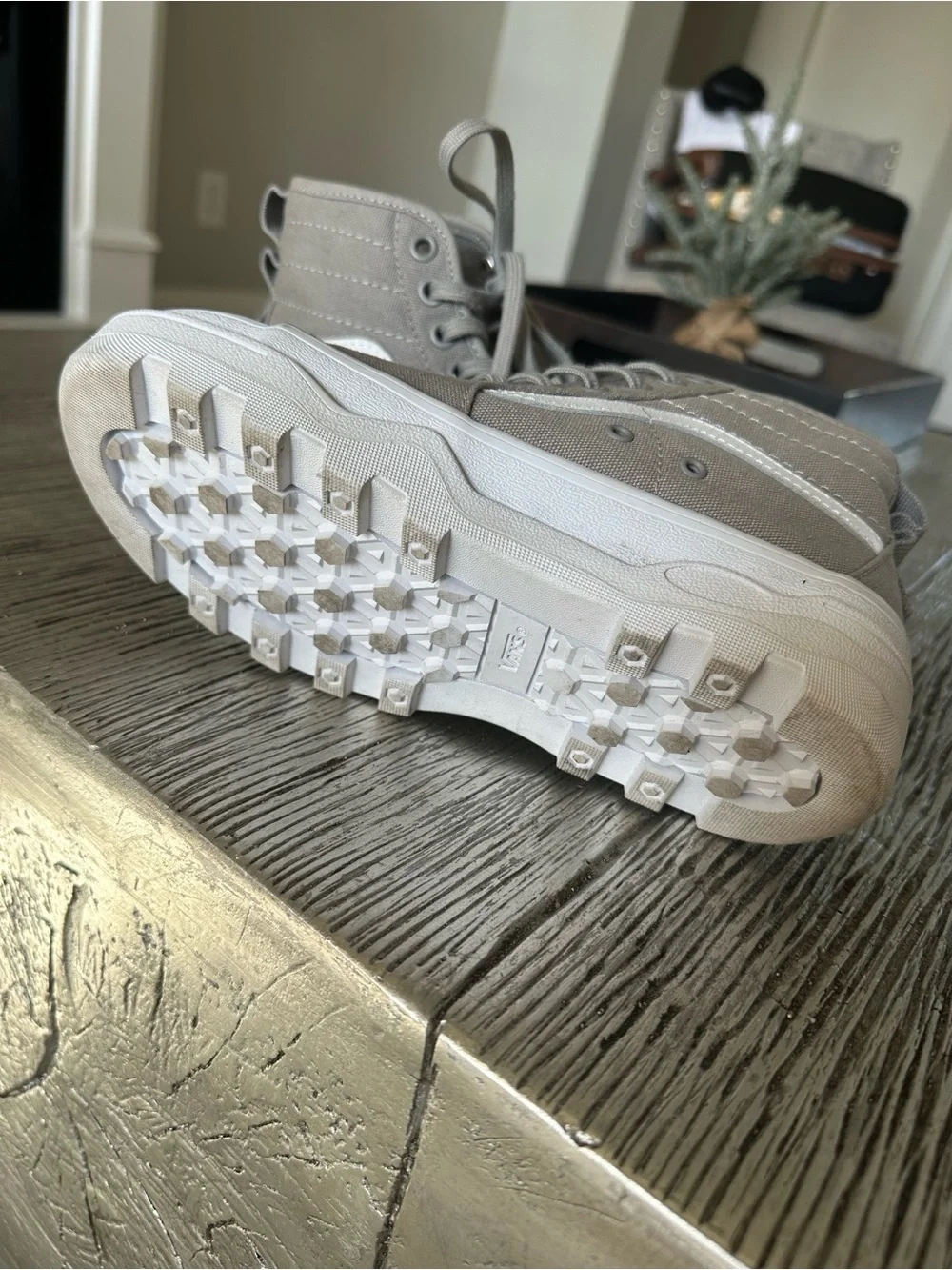 Vans High-Top Platform Sneakers in Gray and White